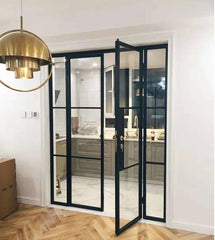 WDMA Factory Price Exterior French Door Glass Door Wholesale Security French Steel Door