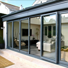 Heavy duty aluminum glass folding doors double glazed aluminum patio door on China WDMA