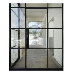 WDMA Custom steel black french doors wholesale interior double arch metal frame glass door