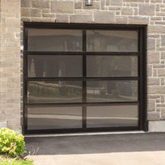 Aluminum alloy material frosted glass new black sectional panel garage door