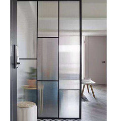 WDMA  High quality matte black iron glass door with grid design cheap price customized steel french door