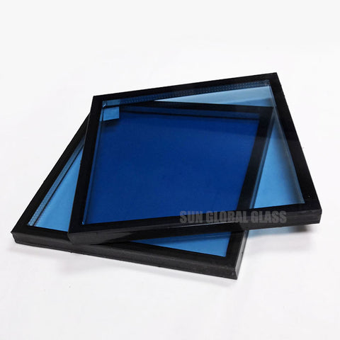 High quality blue insulated glass sound proof low e tempered double glazing panels curtain wall window door greenhouse price on China WDMA