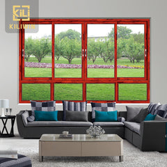 In stock Good price philippines bottom fixed panel vintage wooden double glazed sliding aluminum profile window on China WDMA