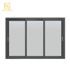 In stock Nigeria doors and windows price double glass 3 pane black aluminium extrusion profile sliding window with fly screen on China WDMA