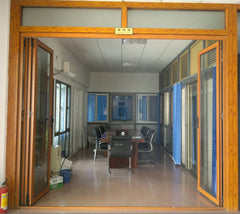 LZ wood effect aluminum glass door price aluminium folding door cost on China WDMA