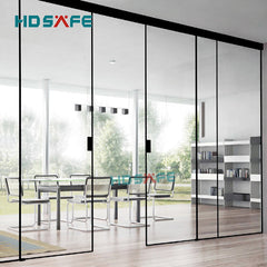 Latest design black frame soft closing synchronized glass sliding door on China WDMA