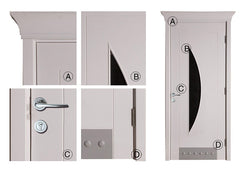 Lowes exterior wooden door French style white color with half moon glass design on China WDMA