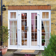 Modern Design Exterior Double Glass Front Casement Swing French Upvc Doors With Security Screen Blind on China WDMA