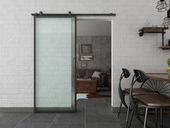 New French Style Black Frame Sliding Barn Door with Hardware Track Kit on China WDMA