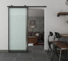 New design custom black metal frame glass insulated sliding barn door wholesale on China WDMA