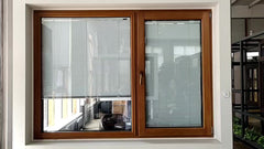 Aluminum Wood Inward Opening Casement Windows with Built in Blinds