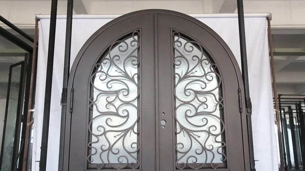 Wholesale White Finish Double entry iron grill door designs on China WDMA