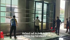 2019 latest aluminium tempered glass bi fold front door with wooden color on China WDMA