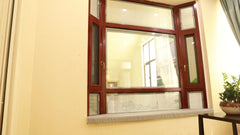 new design powder coated grey wood color aluminum window frame windows with built on China WDMA