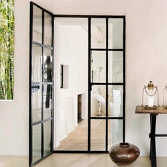 Black color slim aluminum frame customized steel doors casement on China WDMA