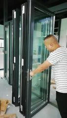 Aluminum exterior bifold door with 6mm double tempered glass on China WDMA