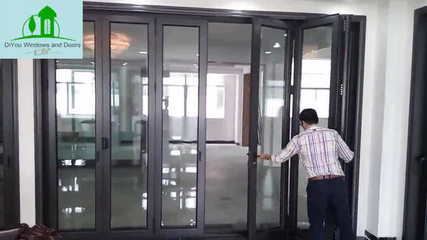 Aluminum Frame Tempered Glass Door Bifold Folding Door on China WDMA