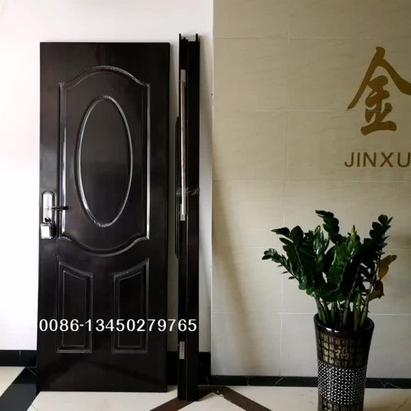 3 panel PVC laminated steel door with wooden edge on China WDMA