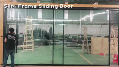 Aluminum grills sliding frameless slim frame large glass window with interlock on China WDMA