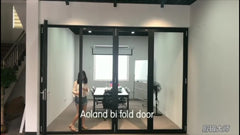 Aluminium black bi folding glass door with blinds louver shutter inserted glass manual blinds doors on China WDMA