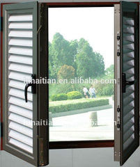 PVC Material shutter louver and blade double glass, built in shutter windows with steel net on China WDMA