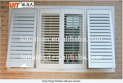 PVC Material shutter louver and blade double glass, built in shutter windows with steel net on China WDMA