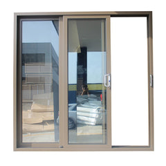 Patio 3-track Aluminium glass sliding door with security mesh design powder coating on China WDMA