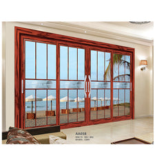 Patio Door Triple Rail Aluminum Double Tempered Glass Sliding Door with Mosquito Net on China WDMA