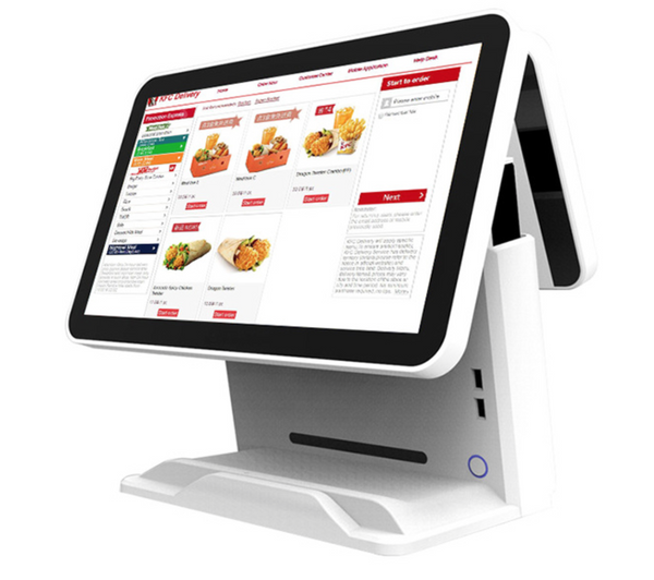 Pos manufacturer 15 inch dual screen touch restaurant ordering machine android windows 10 pos system all in one on China WDMA