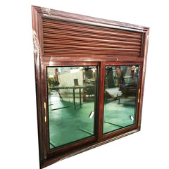 Powder coated aluminium framed wooden grain jalousie window wood louver door on China WDMA