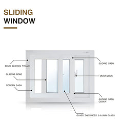 Pvc Window Frame 3 Tracks Sliding Window Upvc Window