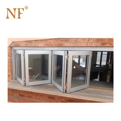 Quality wood clad Aluminum frameless bi fold folding accordion glass window on China WDMA