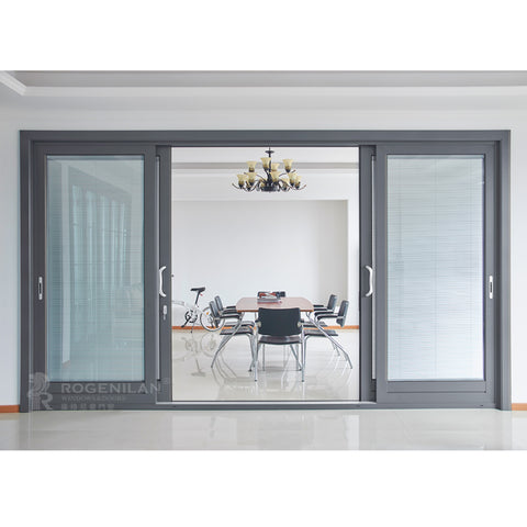 ROGENILAN 139 series residential sliding door aluminum double glass door with venetian blinds on China WDMA