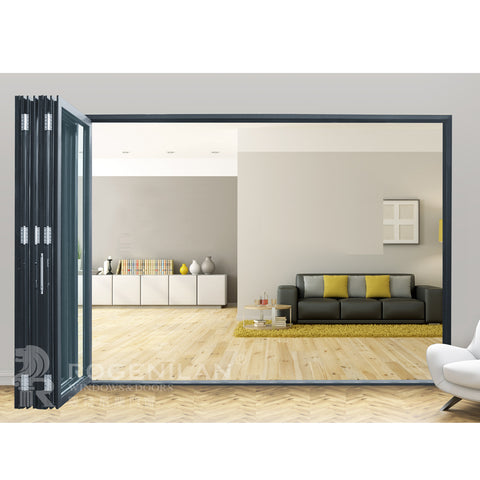 ROGENILAN 75# foshan bifold patio doors alum sliding accordion doors aluminium folding door on China WDMA