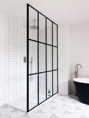 Rustic Steel 8FT/10FT Frame Glass Barn Door Panels/Black Steel Glass Frame Sliding Shower Door on China WDMA