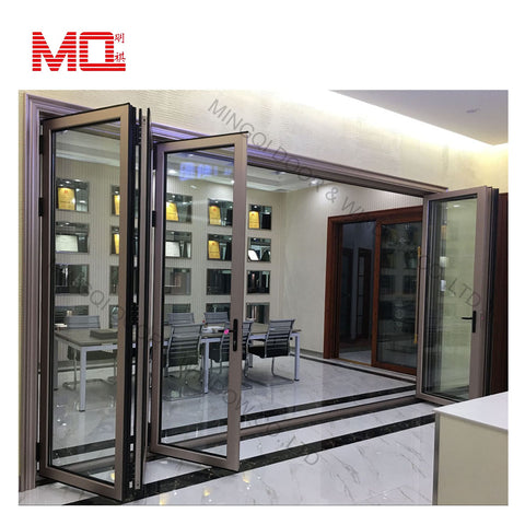 Safety design soundproof Indoor living room bi bifold profile door accordion interior glass aluminum folding doors on China WDMA