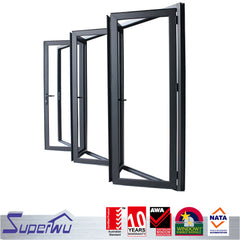 Single side door pull handle glass aluminium folding sliding patio door system on China WDMA