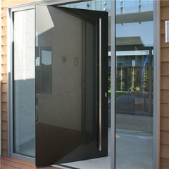 Single teak wood privot door with 5mm clear glass design on China WDMA