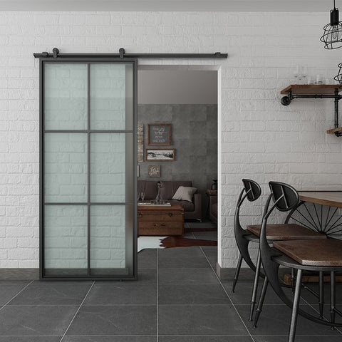 Sliding Glass door with Black Aluminum frame barn door on China WDMA on China WDMA