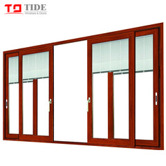 Sliding wood door aluminum wood sliding glass doors with glass internal blinds on China WDMA