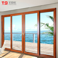 Sliding wood door aluminum wood sliding glass doors with glass internal blinds on China WDMA