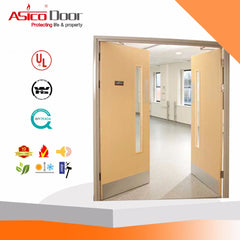 Solid Wooden Fire Rated Standard Size Hospital Door With Glass Window