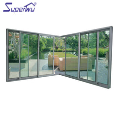 Solution to USA market commercial aluminium three rails six panels corner sliding doors on China WDMA