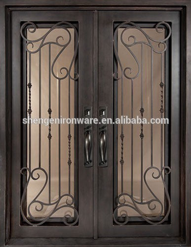 Square Top NEW DESIGN Double Iron Entry Doors SE-GD022 on China WDMA