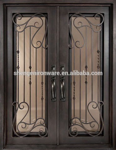 Square Top NEW DESIGN Double Iron Entry Doors SE-GD022 on China WDMA