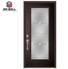 Superb quality timber frame exterior patio porte double black entry doors swing single steel door with glass on China WDMA