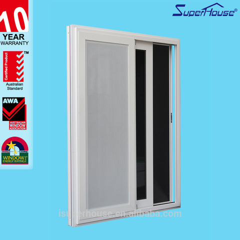 Superhouse aluminium frame sliding glass window aluminum with security mesh