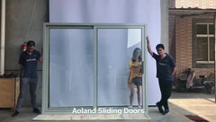 Patio 3-track Aluminium glass sliding door with security mesh design powder coating on China WDMA