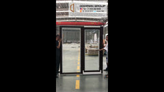 waterfront balcony timber aluminum tilt sliding glass door with Integrated shutter on China WDMA