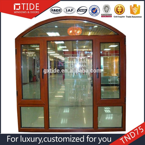 TIDE75 wooden door and window arched on top/aluminum clad wood arch windows on China WDMA